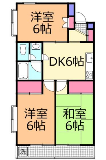 ベルシャンブル弐番館(3DK/3階)の間取り写真
