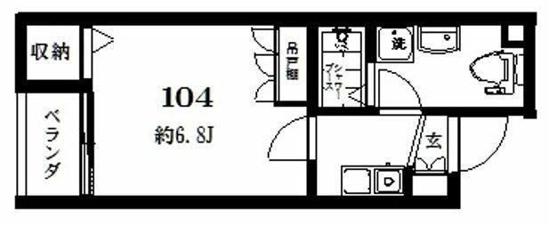 フォセット南大井(1K/1階)の間取り写真