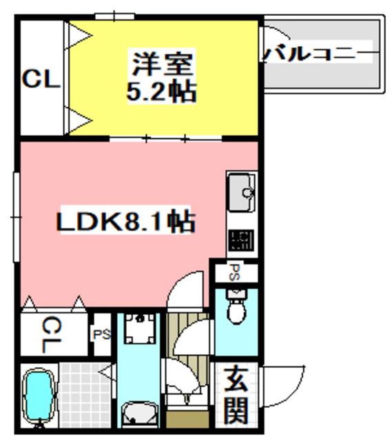 エスポアール正雀本町(1LDK/2階)の間取り写真