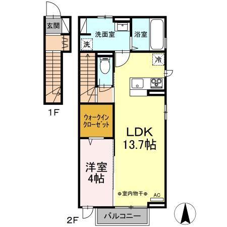 クリスタルソレイユ(1LDK/2階)の間取り写真