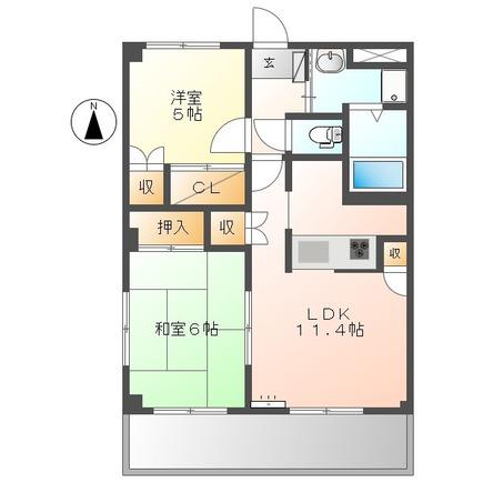 チェリーヒルズ新横浜北(2LDK/2階)の間取り写真