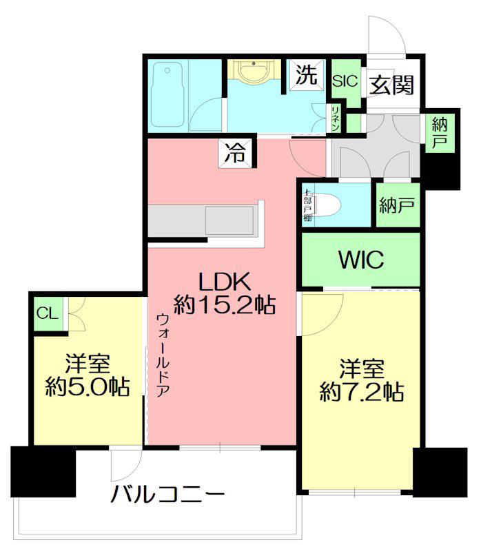 THE TOWER 湘南辻堂(2LDK/19階)の間取り写真