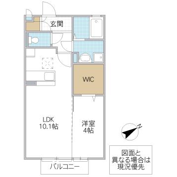 エレファント VI(1LDK/1階)の間取り写真