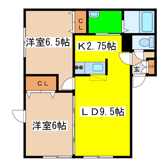 コーポブレーメン C館(2LDK/2階)の間取り写真