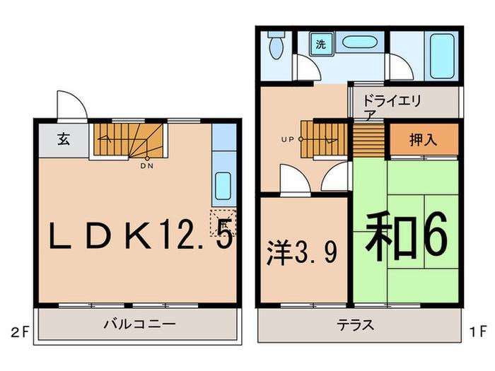ナインハイム寺尾(2LDK/2階)の間取り写真