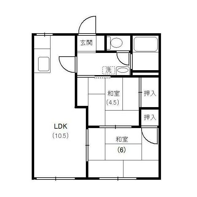 高砂ハイツ(2LDK/2階)の間取り写真