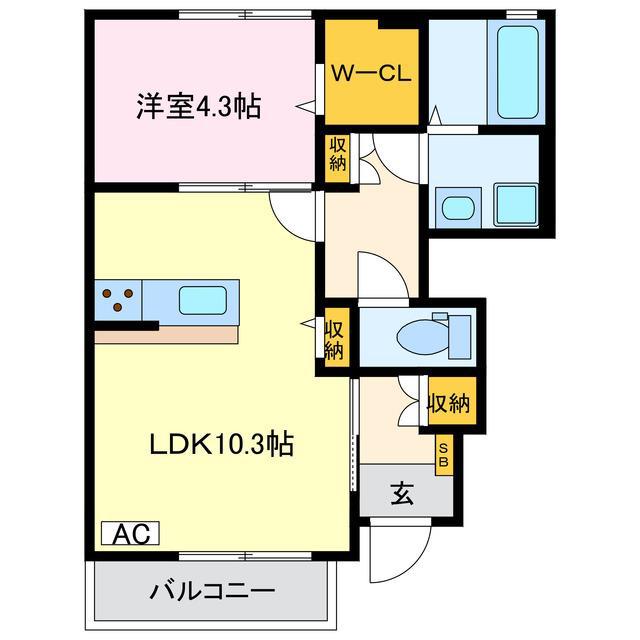 プランドール今宮(1LDK/1階)の間取り写真