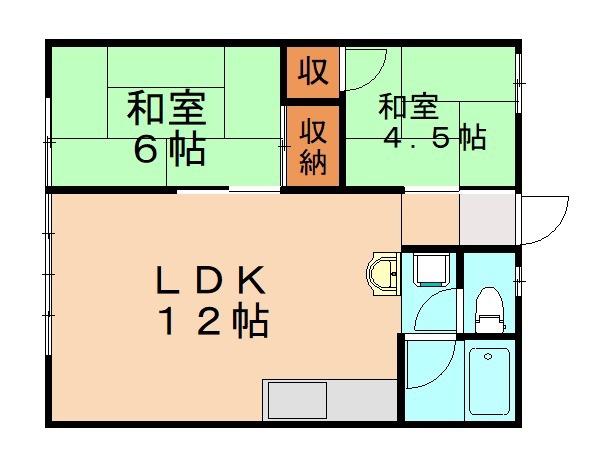 グランデール鳴水 B棟(2LDK/2階)の間取り写真