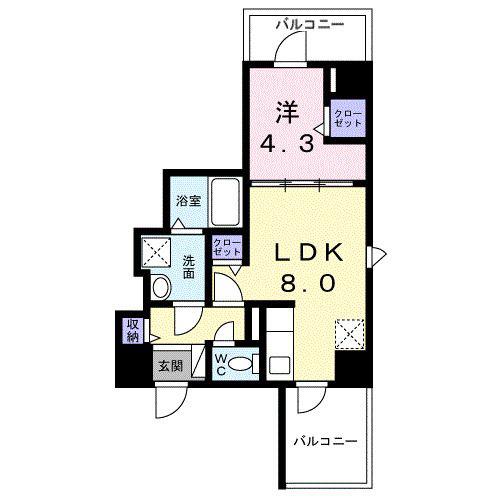 スパークル浅草(1LDK/4階)の間取り写真