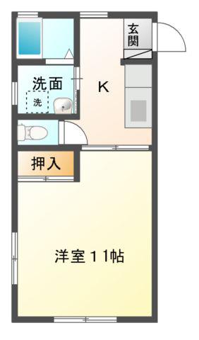 ギャレドノール(1K/1階)の間取り写真