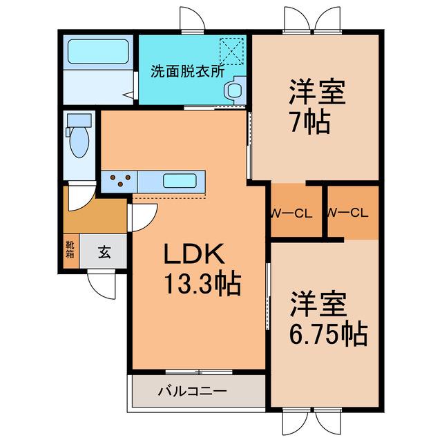 DOLCE AMOREII(2LDK/1階)の間取り写真