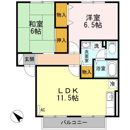 ハイカムールアダチ(2LDK/1階)の間取り写真