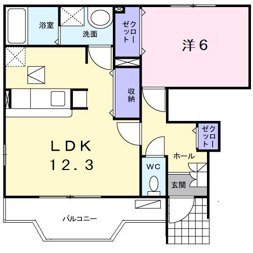 ベル・グラース(1LDK/1階)の間取り写真