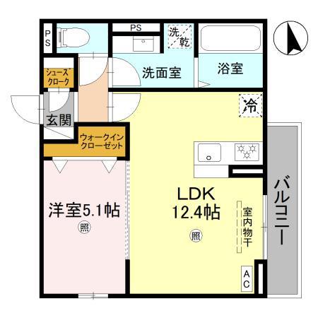 DS北条口(1LDK/2階)の間取り写真