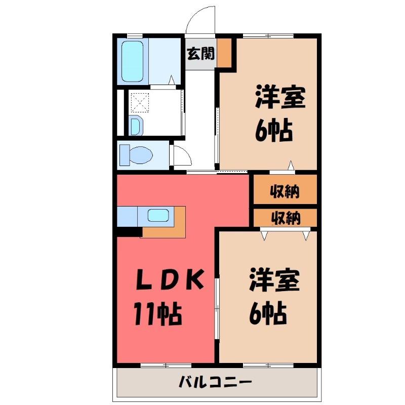 レフィナード(2LDK/2階)の間取り写真
