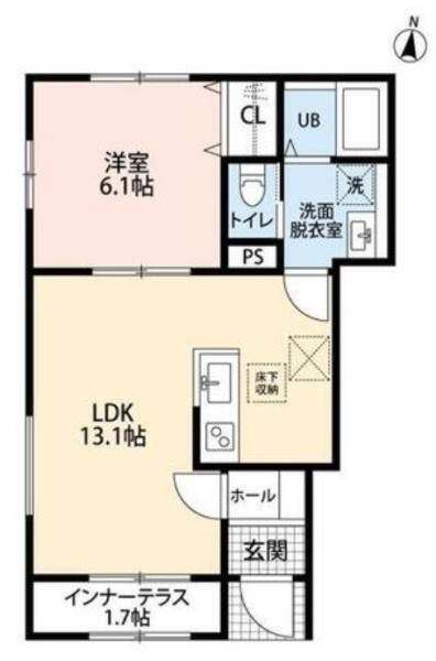 リーブルファイン草加両新田Ⅱ(1LDK/1階)の間取り写真