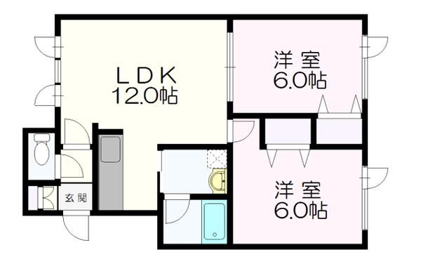 マンションエム(2LDK/2階)の間取り写真