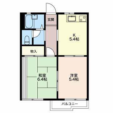 ハイツボンパパA(2DK/2階)の間取り写真