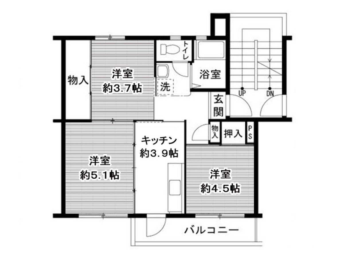 ビレッジハウス鳴滝(3K/1階)の間取り写真