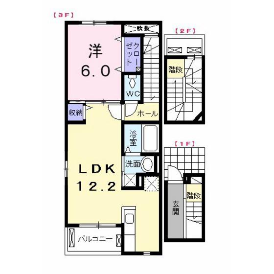 ヴァルト(1LDK/3階)の間取り写真