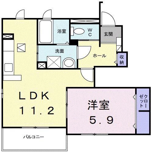 さくらヒルズ霞台 弐番館(1LDK/1階)の間取り写真