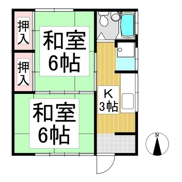 三楽荘(2K/2階)の間取り写真