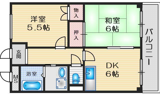 ハイツオアシス(2DK/3階)の間取り写真