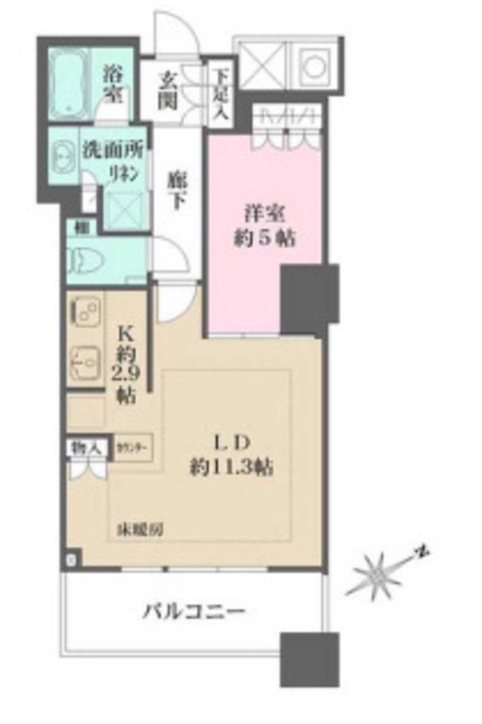 ザ・パークハウス西新宿タワー60(1LDK/9階)の間取り写真