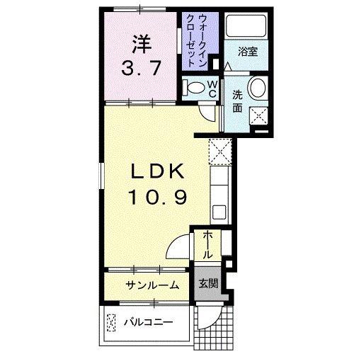 グラース(1LDK/1階)の間取り写真