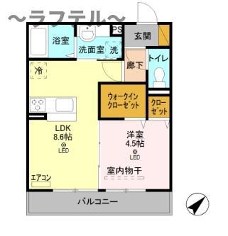 F.エテルネルWIC(1LDK/1階)の間取り写真