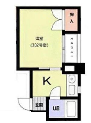 ヴィラ富士見台(1K/3階)の間取り写真