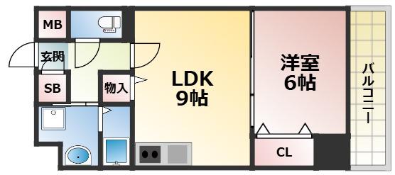 フォレステージ緑橋(1DK/2階)の間取り写真
