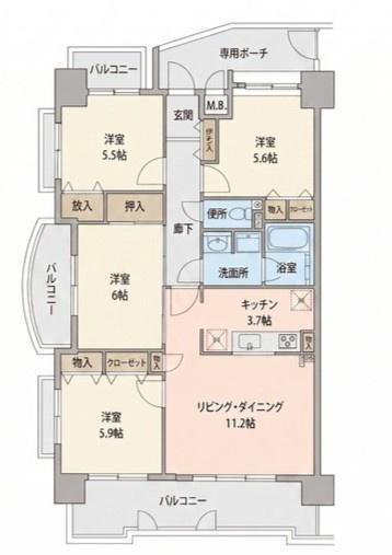 Mプラザ彦根駅前(4LDK/5階)の間取り写真