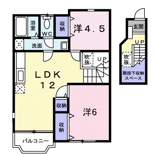 コスモス A棟(2DK/2階)の間取り写真