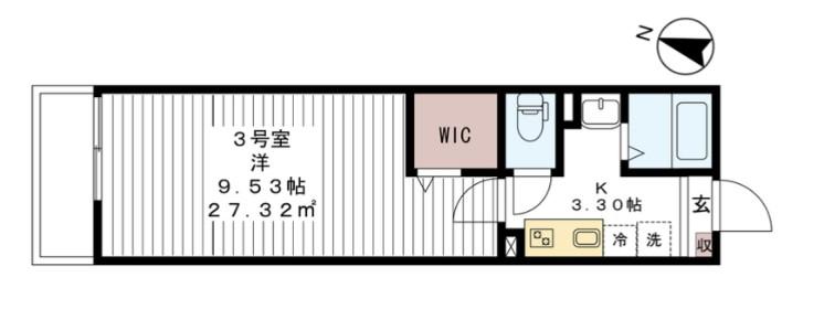 AJ新鎌ケ谷(1K/3階)の間取り写真