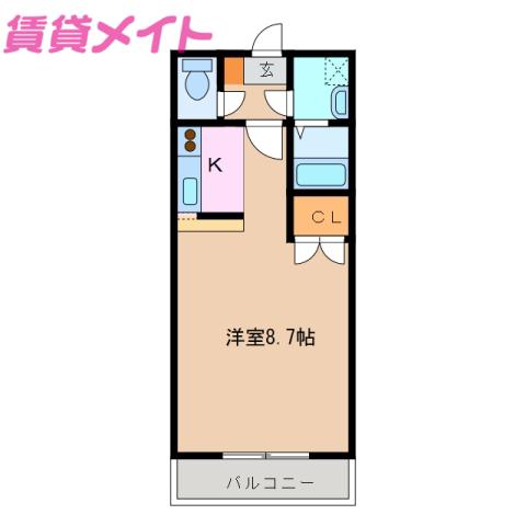 イマール太平(1K/1階)の間取り写真