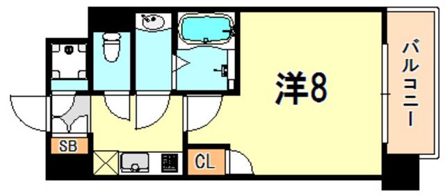 アーバングリーン兵庫ステーションフロント(1K/8階)の間取り写真