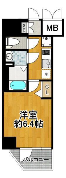 アドバンス大阪カーサ(1K/14階)の間取り写真