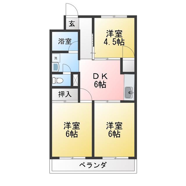 高台グランドハイツ(3DK/5階)の間取り写真