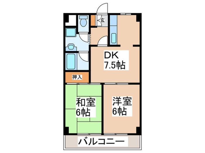 台和ビル(2DK/5階)の間取り写真
