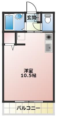 ヴィクトワール船塚(ワンルーム/2階)の間取り写真