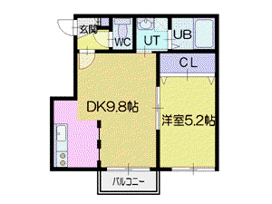 ブランノワールミケオス(1DK/3階)の間取り写真