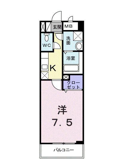 パールドゥN府中(1K/1階)の間取り写真