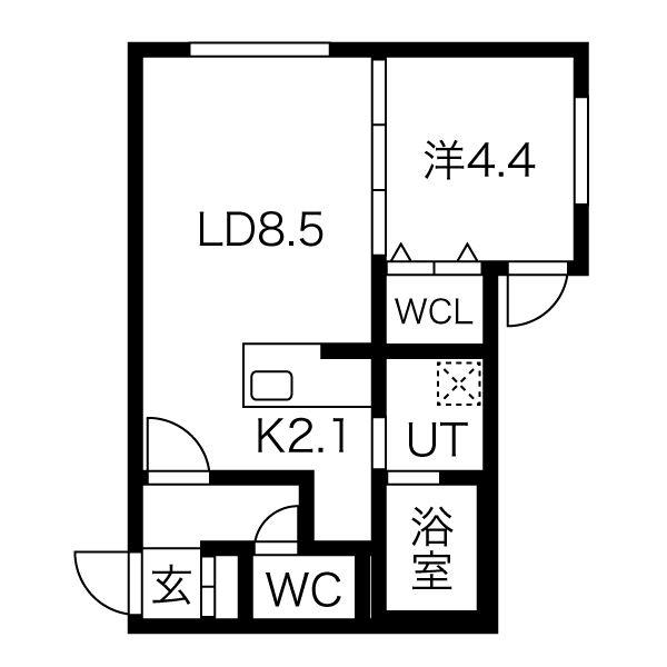 GRANDUKE永山公園通 グランデューク(1LDK/4階)の間取り写真