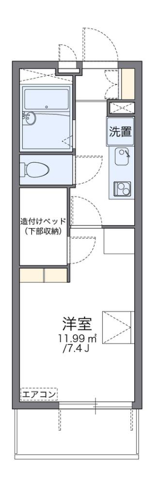 レオパレス鳴尾A(1K/2階)の間取り写真