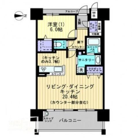 アルファステイツ問屋町II(1LDK/12階)の間取り写真