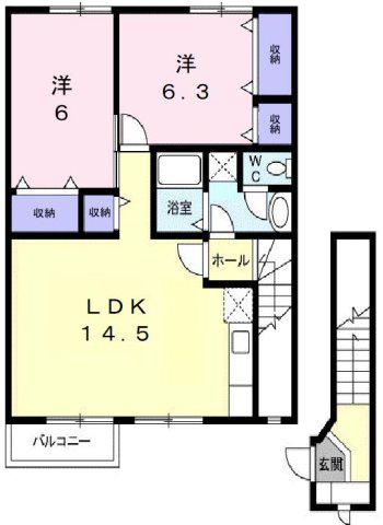 トゥルースマイルB(2LDK/2階)の間取り写真