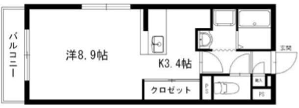 グランストーク立野(1K/2階)の間取り写真