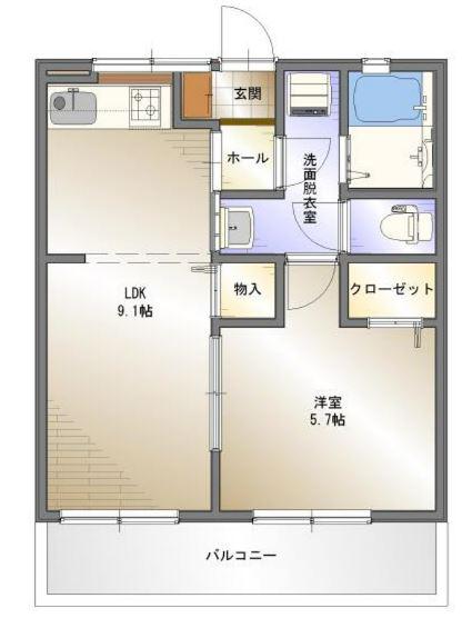 大谷マンション(1LDK/3階)の間取り写真