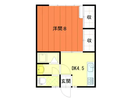 カーサブランカ(1DK/2階)の間取り写真